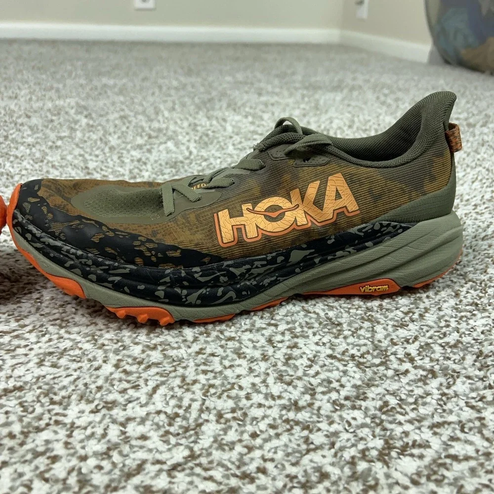 HOKA Shoes Mens Size 10.5 Speedgoat 6 Green Trail Running Sneakers Vibram